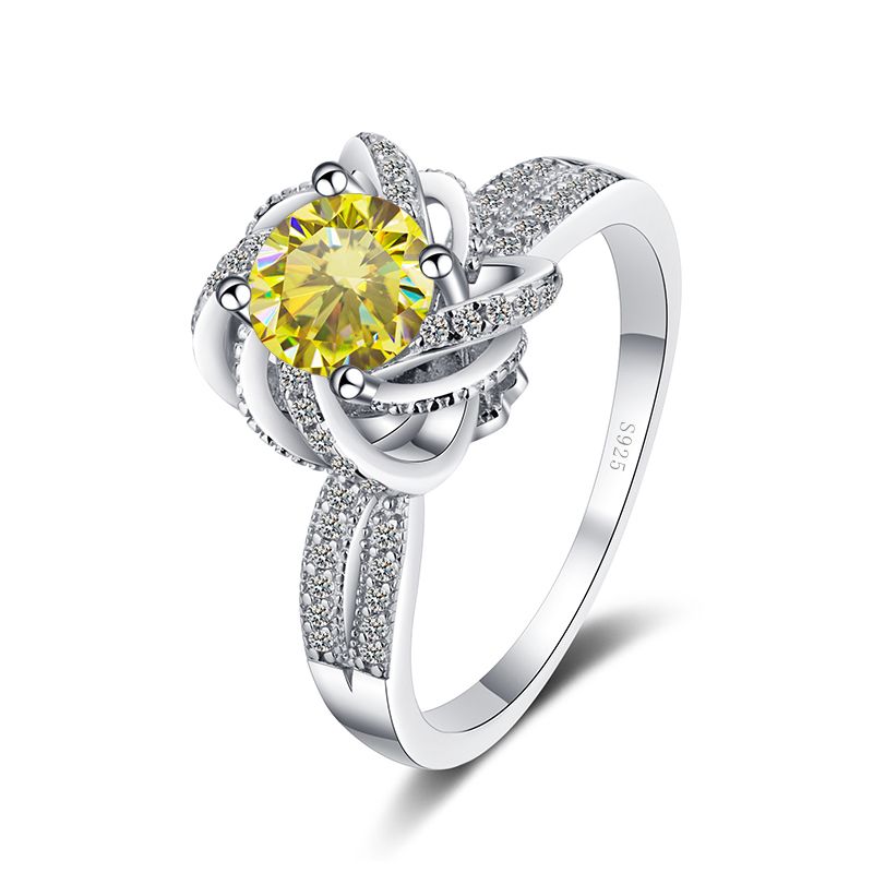 Tancise 1/2 CT apaļa griezuma moissanīta kāzu gredzeni sievietēm, sudraba, rožu rotaslietas, grezns saderināšanās gredzens_voghion.com