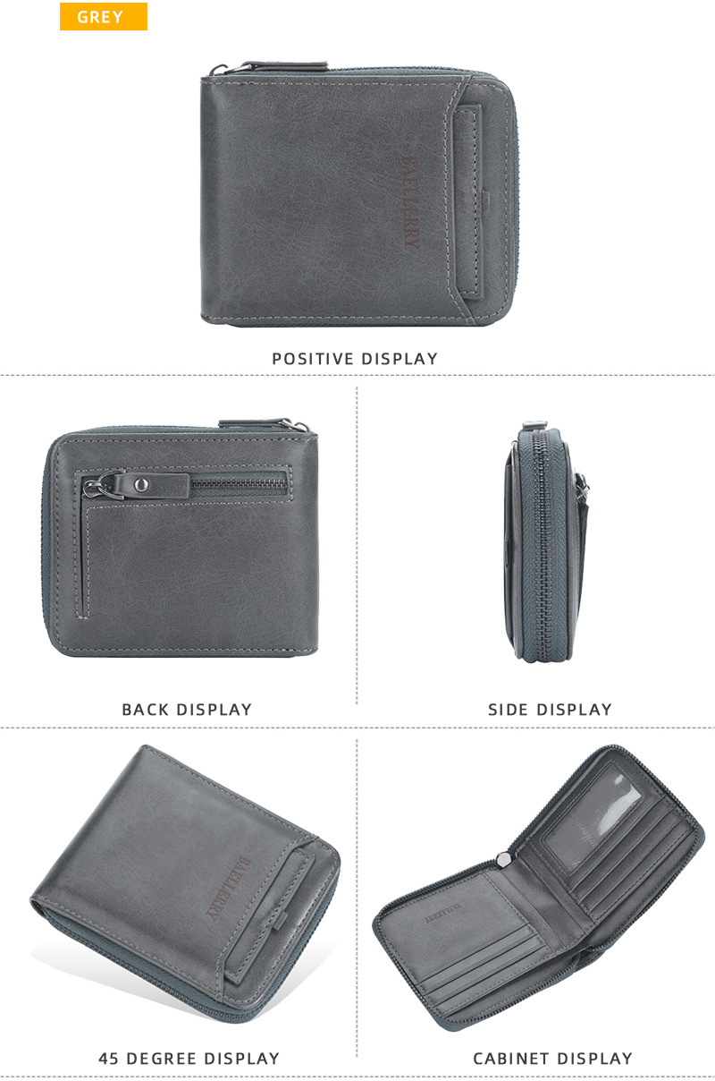 Herren Geldbörse kurze Baellerry Geldbörse vertikalen Reißverschluss Retro Jugend Multi-Card kleine Geldbörse Geldbörse_voghion.com