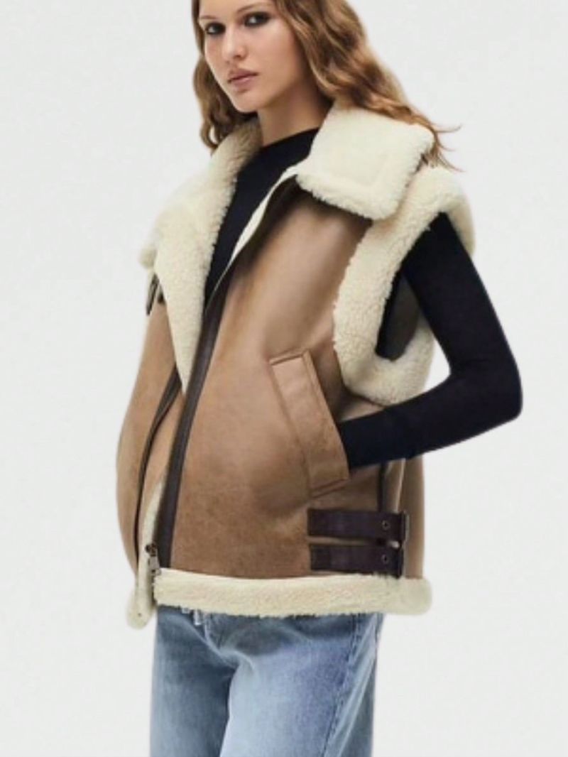 Damen Y2K Shearling Weste – Faux Wildleder & Fleece Puffer Ärmellose Jacke – Streetwear Oberbekleidung (XS-L)_voghion.com