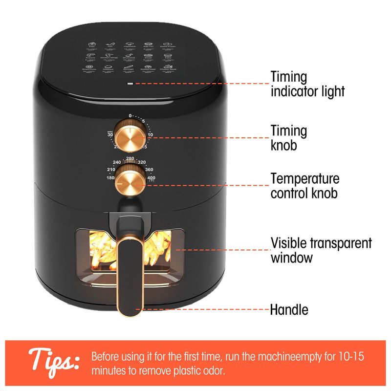 Air Fryer 4-in-1 With 4.5 QT Capacity, Air Fry, Roast, Reheat, Dehydrate, Air Crisp Technology With 400F For Hot, Crispy Results In Just Minutes, Black_voghion.com