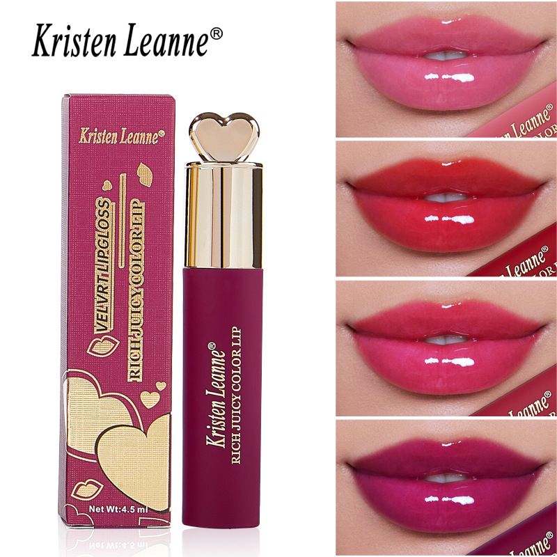 Nuovo KRISTENLEANNE Cross Border Explosive Black Technology Acqua colorata Specchio luminoso Lucidalabbra Colore pieno Lucidalabbra idratante e durevole_voghion.com