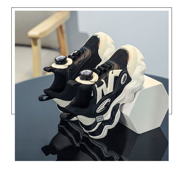 Herbst Neue Mesh Atmungsaktive Drehschnalle Kinder Sport- und Freizeitschuhe_voghion.com