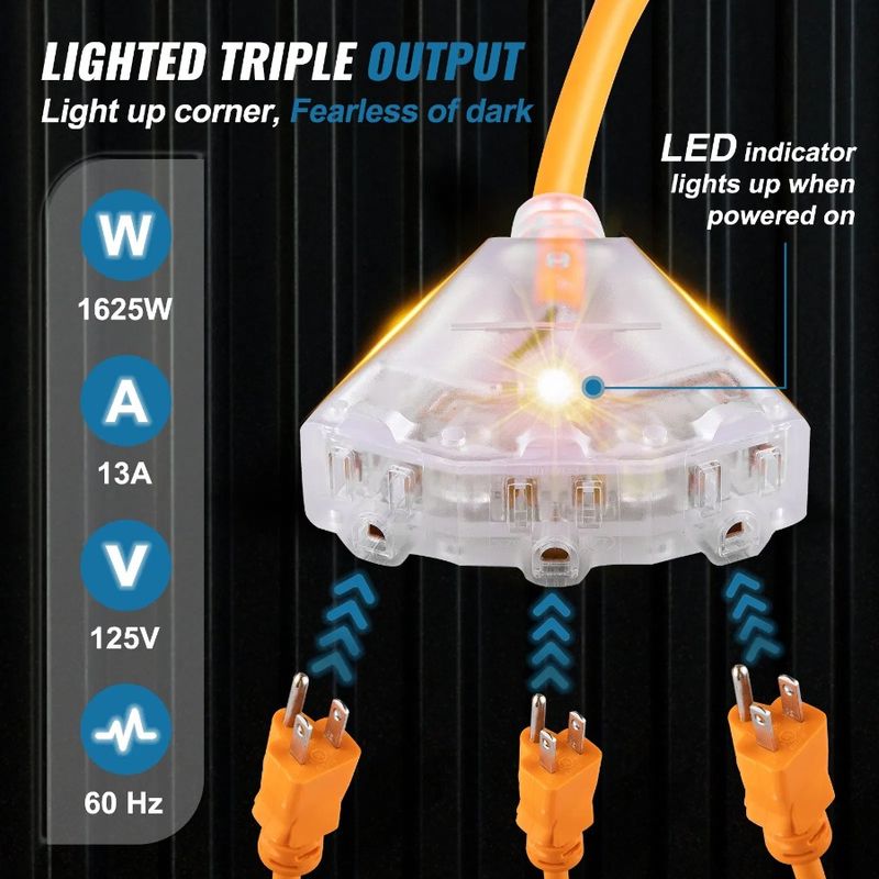 Power Reel Extension Cord 50ft Retractable Reel Cord 14AWG/3CSJTOW_voghion.com