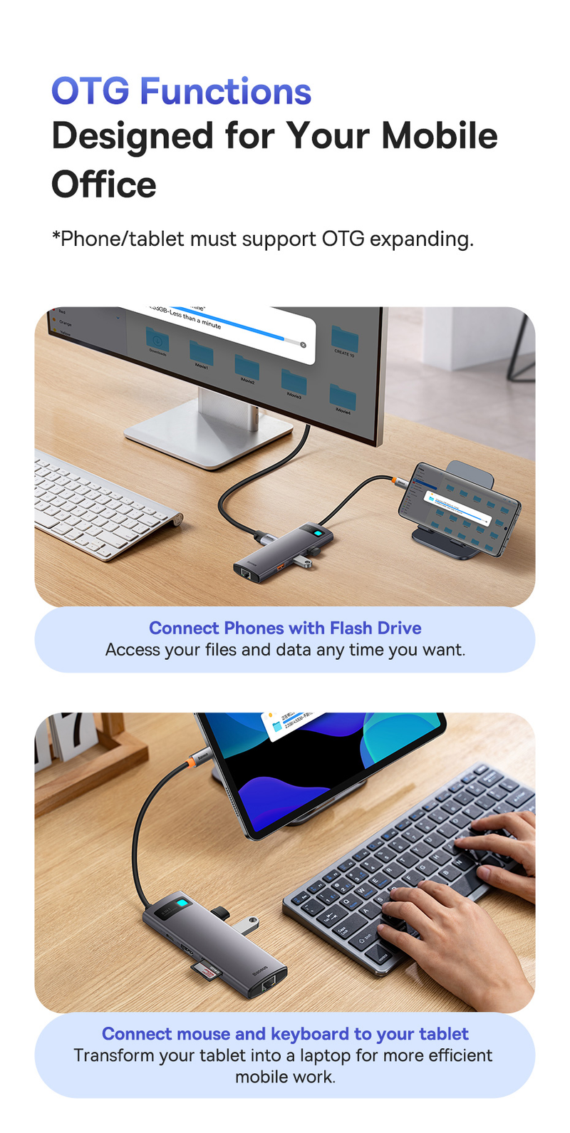 Baseus 10Gbps USB C Hub Type C To HDMI-compatible USB Adapter Ethernet Port Docking Station For MacBook Air M1 M2 USB Splitter_voghion.com