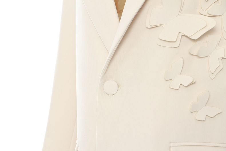 New Super Heavy Butterfly Flower Staggered Loose Version Suit Jacket Top_voghion.com