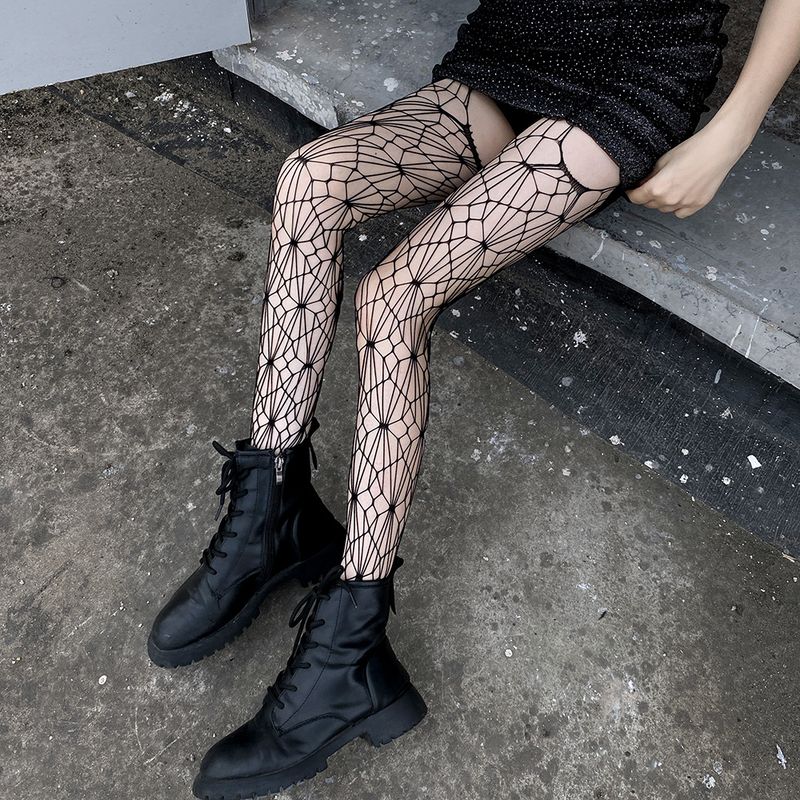 Netzstrümpfe mit Strumpfhaltern, schwarze Seide, für den Sommer, dünn, im japanischen Stil, lange Röhre, Overknee-Strümpfe für Damen_voghion.com