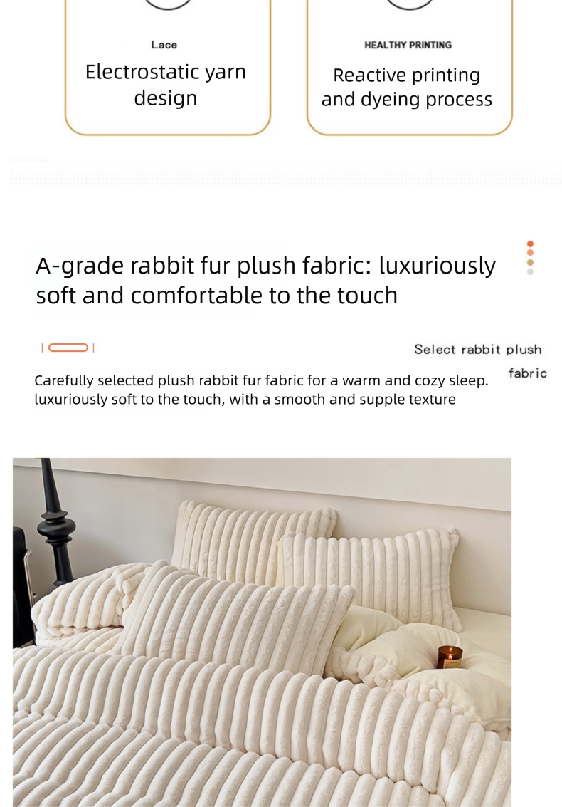 Solid Color Rabbit Fur Four-Piece Set Autumn Winter Thickened Warm Milk Velvet Bed Sheet Duvet Cover Light Luxury_voghion.com