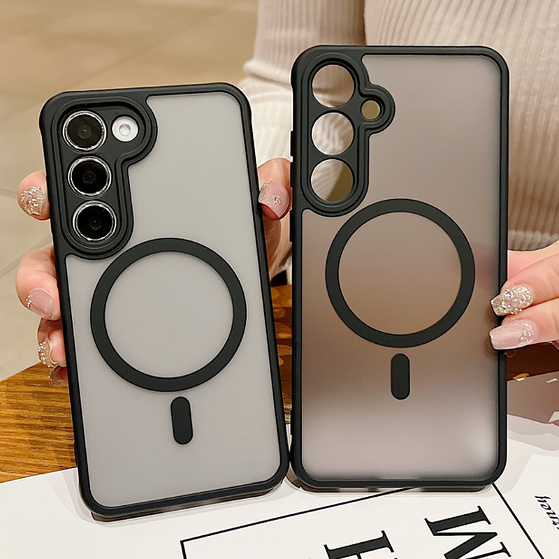 Matte Clear Case For Samsung Galaxy S25 S24 S23 S22 Ultra S24 Plus S23 FE Magnetic For Wireless Charging Phone Cover_voghion.com