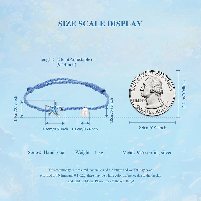 Bracciale con perline a forma di stella marina, bracciale in argento sterling 925 per donna_voghion.com