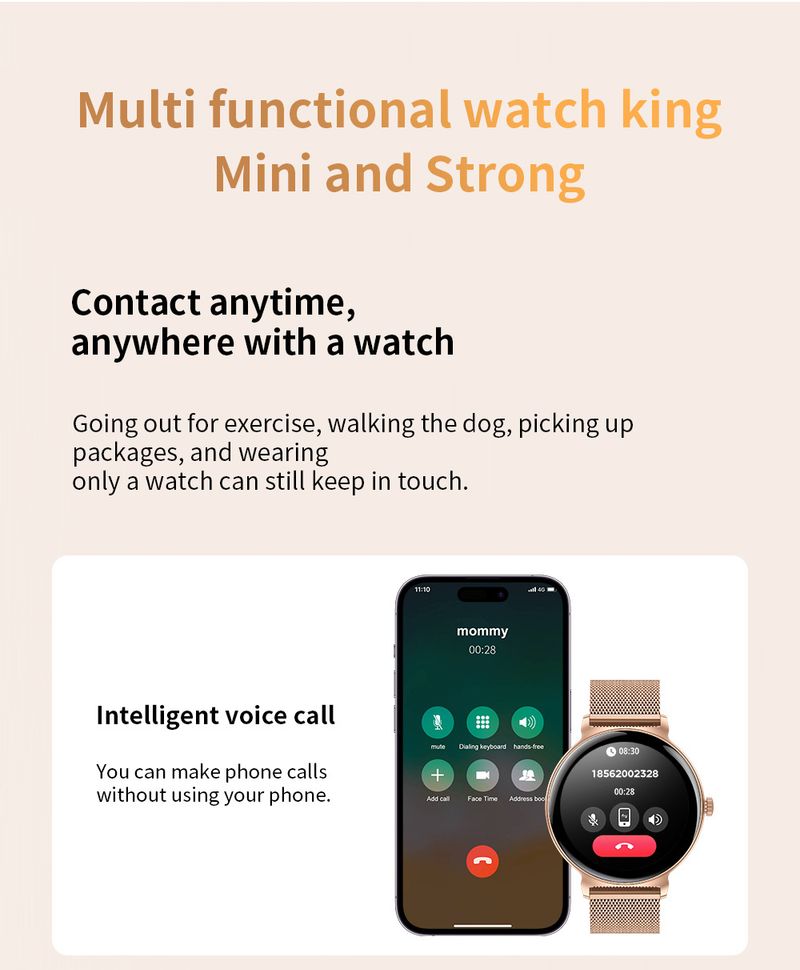 JX523 Smart Watch With Bluetooth Calling, Menstrual Cycle Tracking, Voice Assistant & Fitness Tracking - Pink Silicone Strap_voghion.com