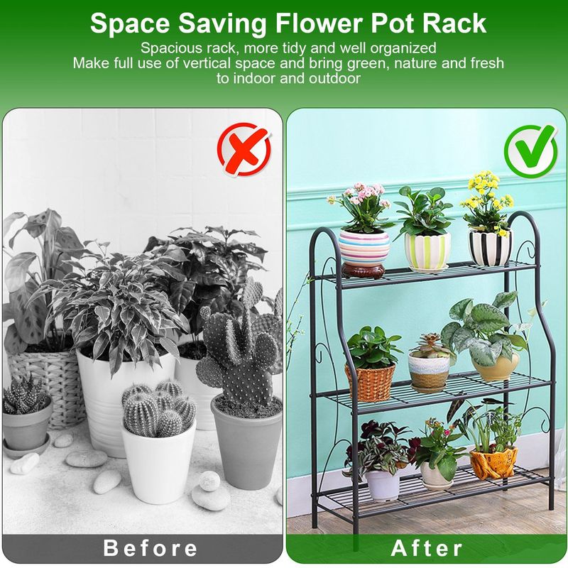 3 Tier Plant Stand Shelf Flower Pot Holder Display Rack 88LBS Utility Storage Organizer_voghion.com