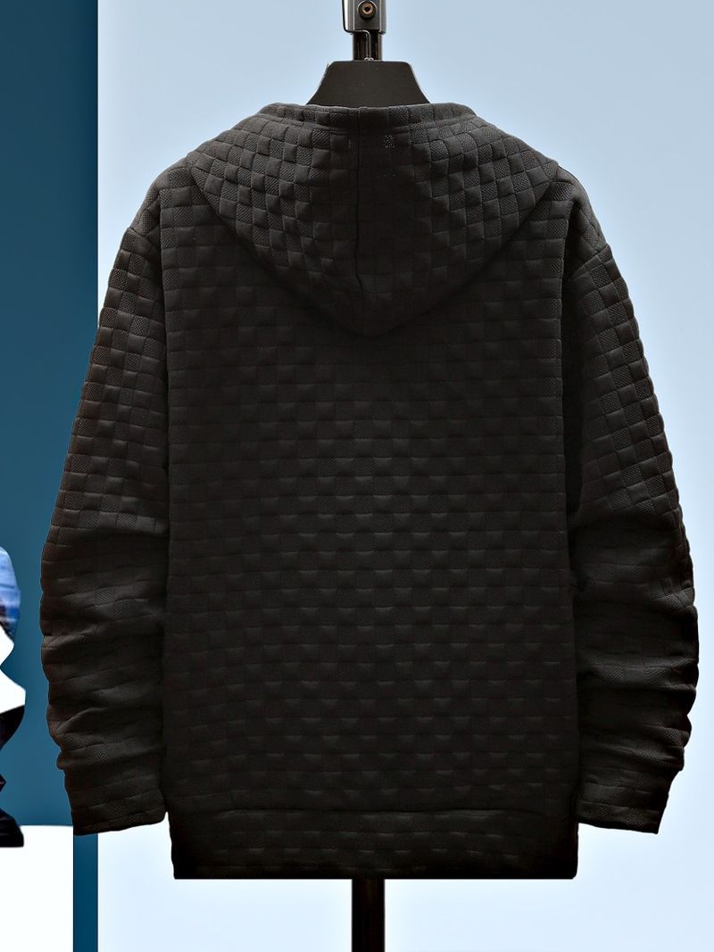 Herbst Langarm Herren Kapuzen Reißverschluss Zugangskontrolle Jacquard Mode Pullover_voghion.com