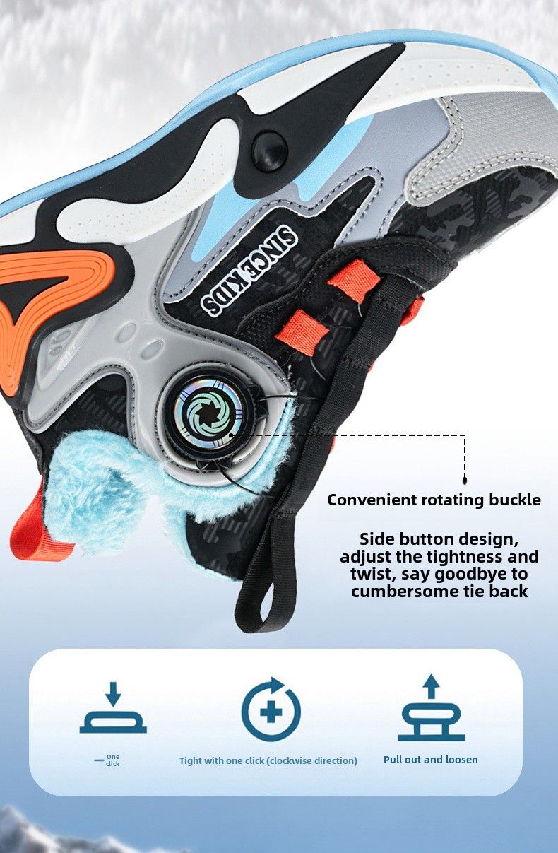 Boys' casual sports shoes Winter leather surface waterproof and velvet warm students Small and medium-sized children's sports shoes_voghion.com