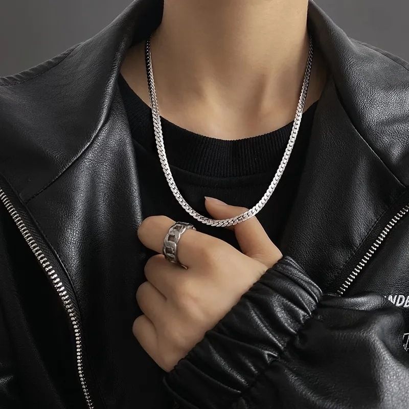 Collana in acciaio inossidabile con catena cubana, tendenza personalità NK, in titanio criptato, da uomo, hip-hop, gioielli di tendenza_voghion.com