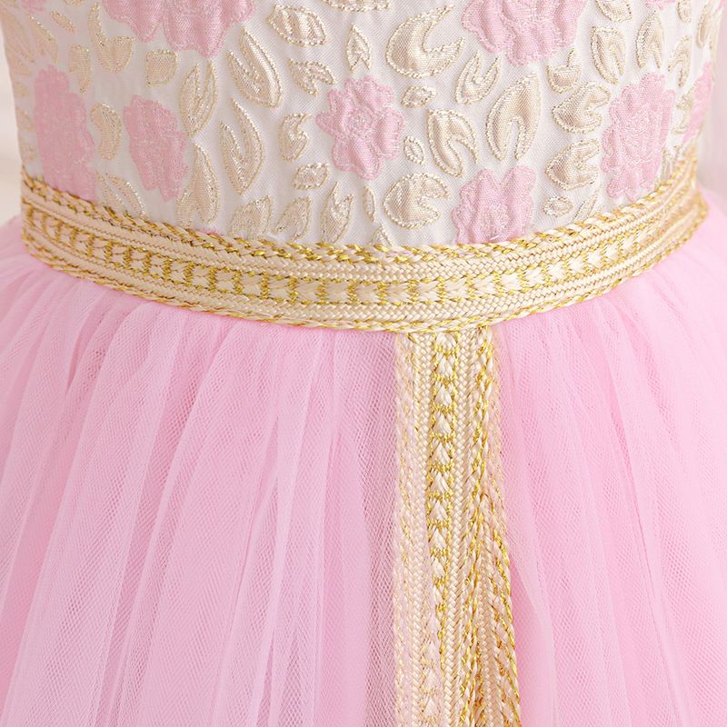 New Southeast Asian Children's Robe Embroidered Dress Girls Mesh Long Sleeve Catwalk Wedding Dress_voghion.com