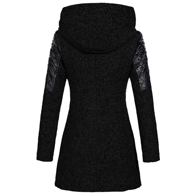 Dammemantel mat diagonaler Reißverschluss, Kapuzen a Kotteng gepolsterter Hautpois, laanger, décker, waarmer Windjacke fir Fraen._voghion.com