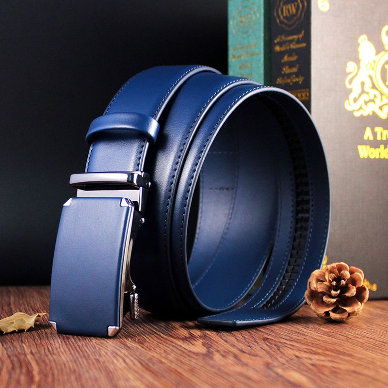 HOT Metal Automatic Buckle High Quality Leather Belts for Men Famous Brand Work Business Strap_voghion.com