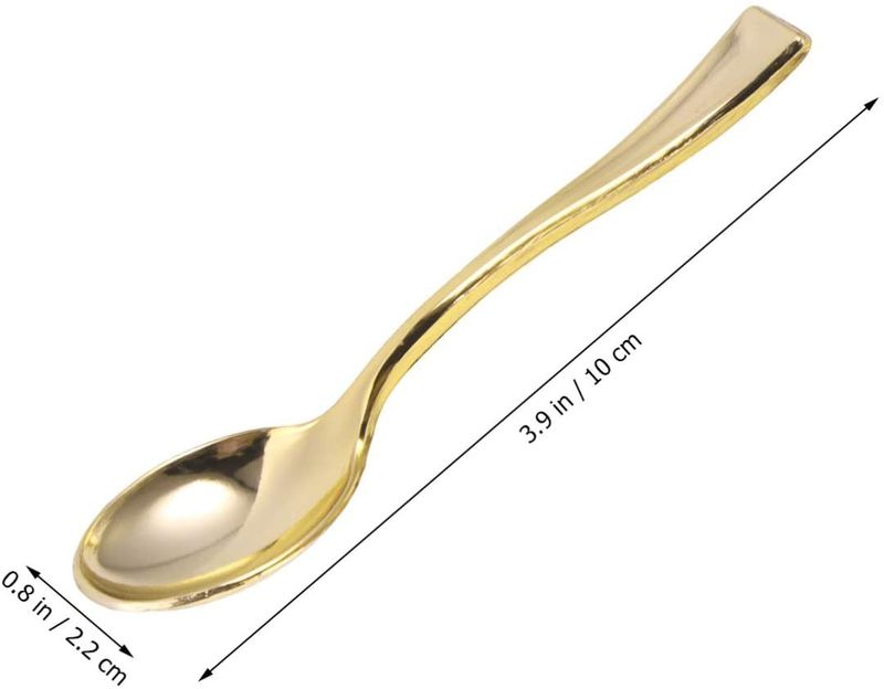 24-Pack Electroplated Gold Disposable Plastic Set Western Dessert Party Small Fork Spoon_voghion.com