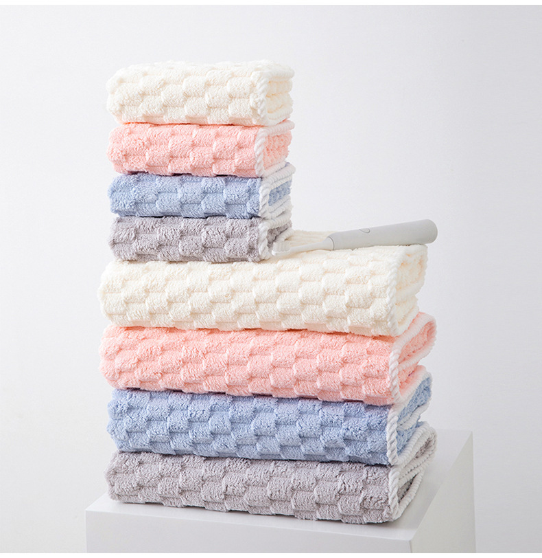 Serviette de bain à grille nuage, serviette de bain domestique, bonnet de séchage des cheveux, absorbant, séchage rapide, tortue dorée, velours, serviette épaisse et douce, non pelucheuse_voghion.com