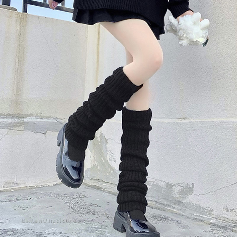 Jambières allongées de 70CM pour femmes, chaussettes chaudes tricotées de Style collège JK Lolita longues, au-dessus des poignets de bottes au dessus du genou, automne et hiver_voghion.com