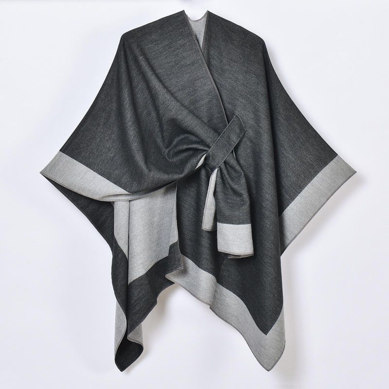 Uusi tuote, eurooppalainen ja amerikkalainen tupsuhihnahuivi, yksinkertainen pidennetty jacquard lämmin viitta_voghion.com
