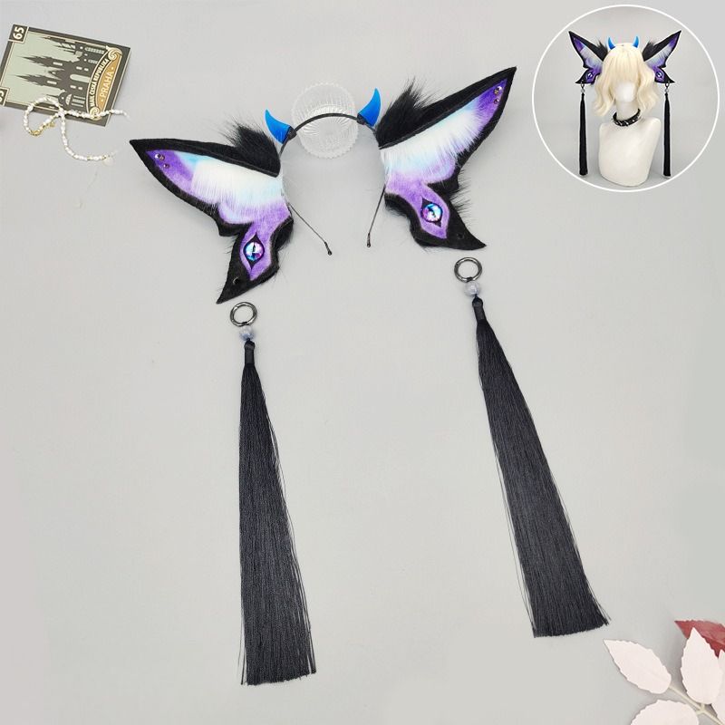 Copricapo con orecchie da demone di Cthulhu per Halloween, accessori per capelli con orecchie di peluche, cerchietto con orecchie da creatura fantasy a farfalla_voghion.com