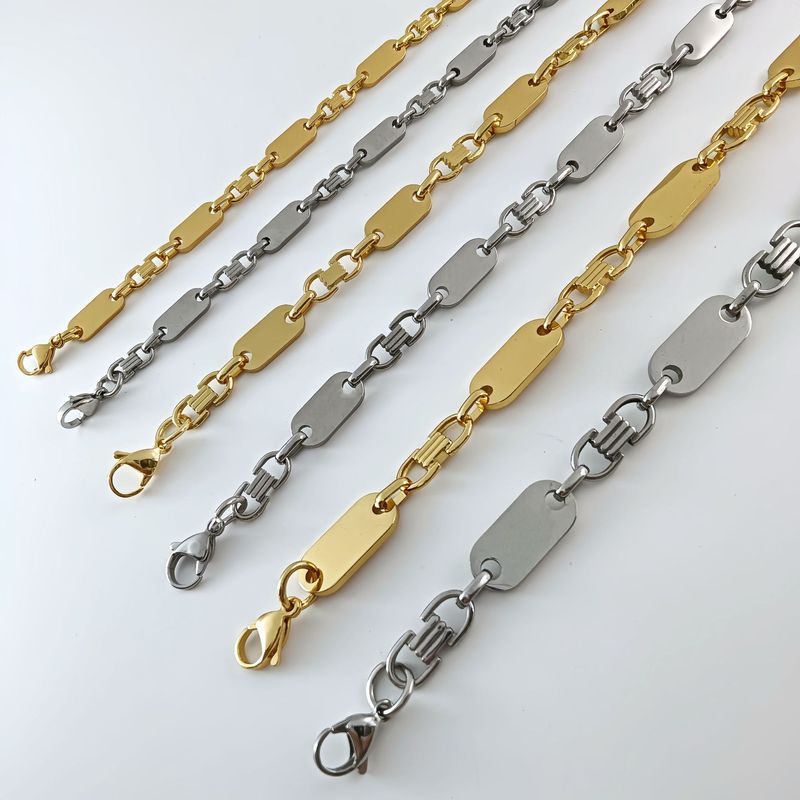 Trendy Men's Handmade Fashionable Elegant Necklace Emperor Smooth Stainless Steel Loop Flat Link Chain Set_voghion.com