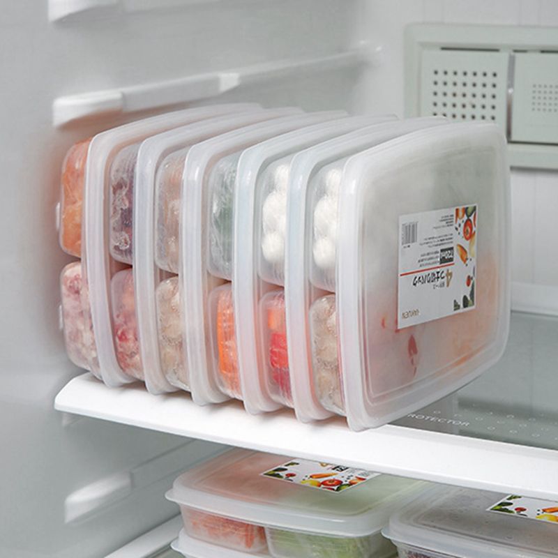 4 griglie Scatola di immagazzinaggio di frutta per alimenti Scomparto portatile Frigorifero Congelatore Organizzatori Sub-imballati Carne Cipolla Zenzero Chiaro Crisper_voghion.com