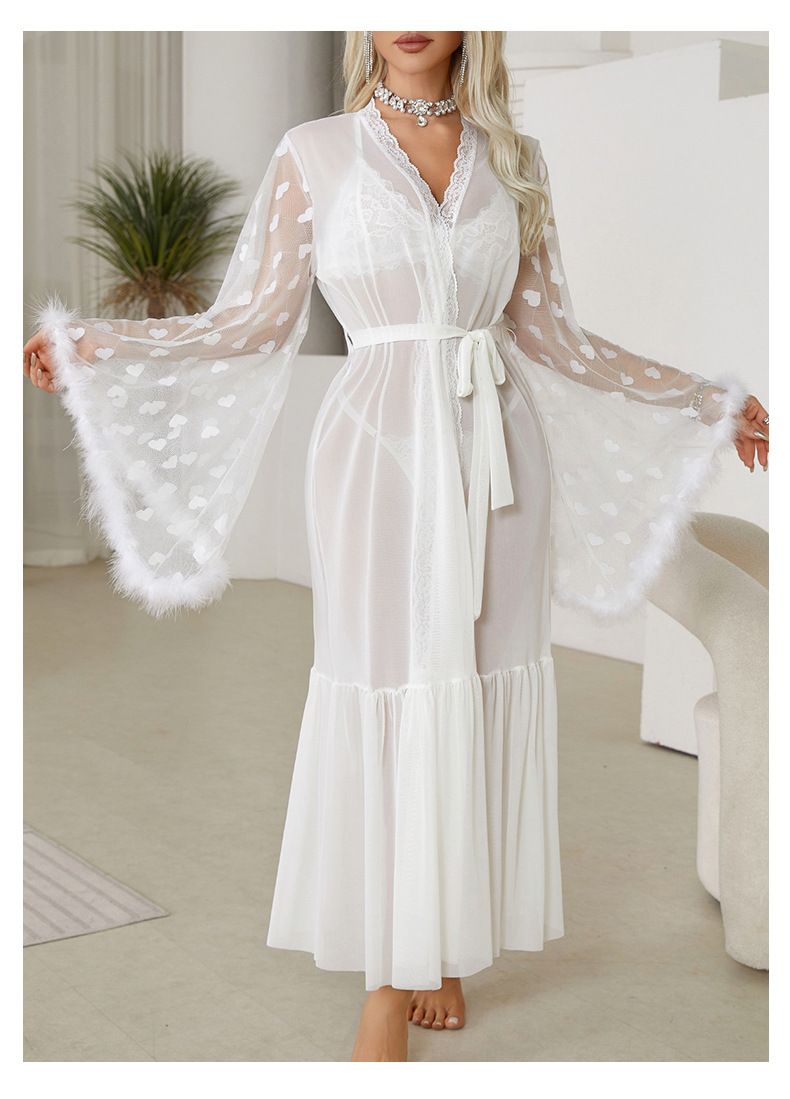 Transparenter Netzmantel – Sexy Dessous-Strickjacke-Nachthemd_voghion.com