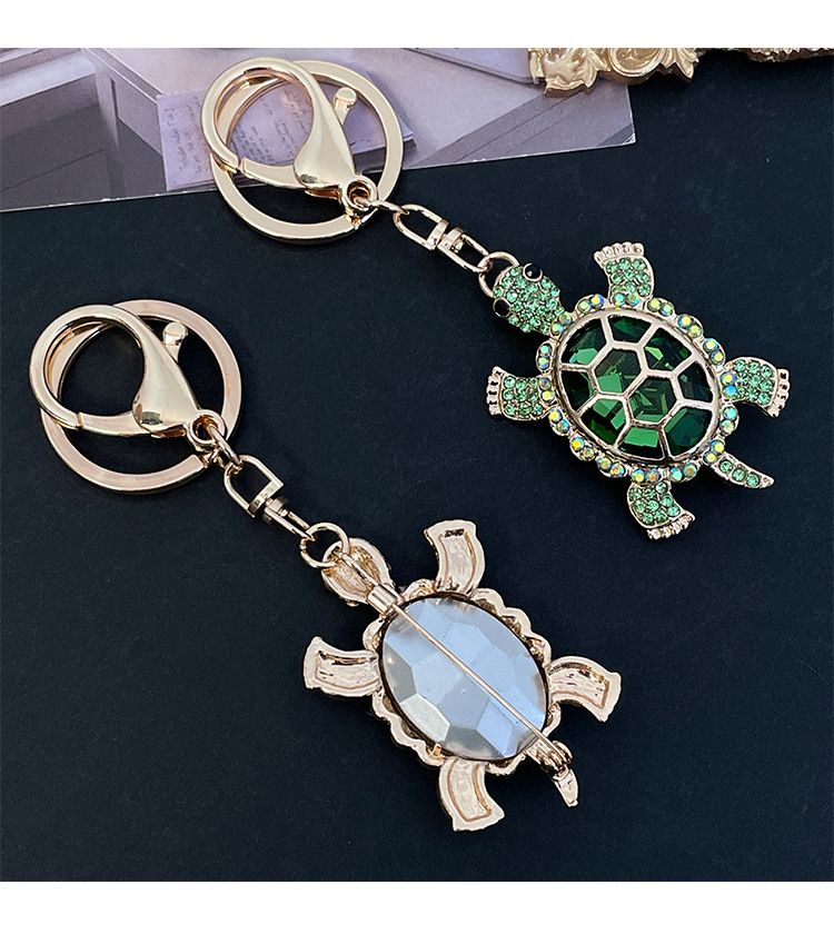 Portachiavi per auto a forma di tartaruga in metallo tempestato di diamanti colorati, regalo creativo, piccola merce di Yiwu_voghion.com
