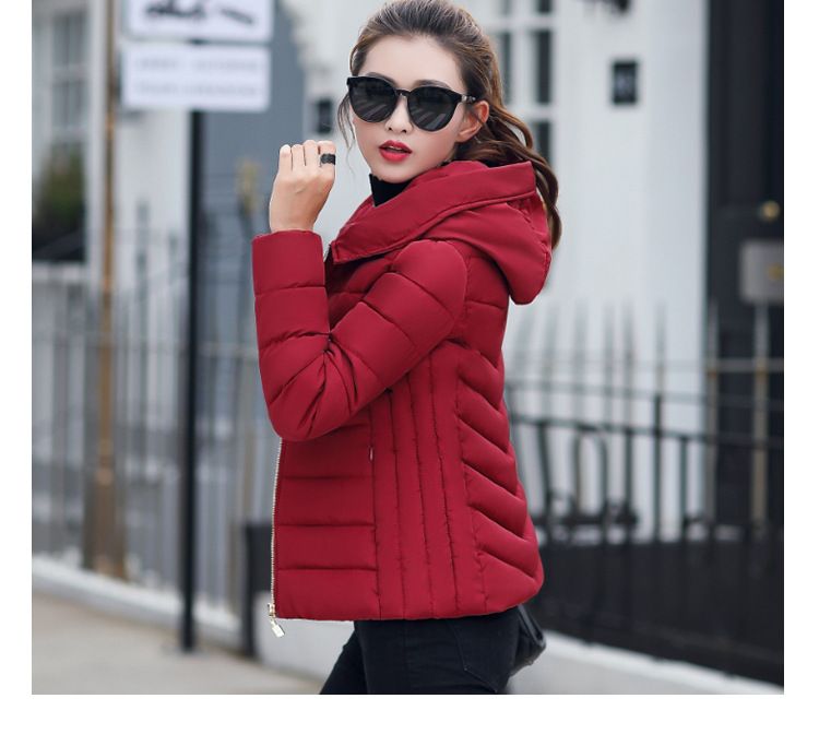 2023 Winter Neue kurze große Wollkragen Baumwolle gepolsterte Kleidung Damen koreanischen Stil Slim-Fit Abnehmen kleine Baumwolle gepolsterte Mantel warme Jacke Baumwolle gepolsterte Jacke_voghion.com