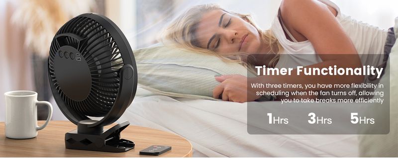 Clip On Fan 8-inch - 10000mAh Rechargeable With 3 Speeds Strong Airflow USB Portable_voghion.com
