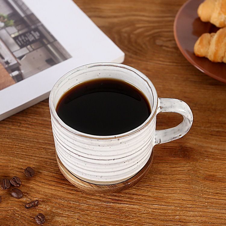 Nordisk ny kreativ kopp keramisk hjemmekontor kaffekopp høyverdig krus med lokk og skje_voghion.com