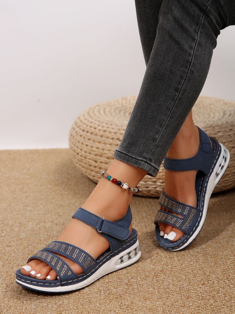 Sandali con zeppa e plateau da donna con plateau e strass con paillettes e cuscino d'aria_voghion.com