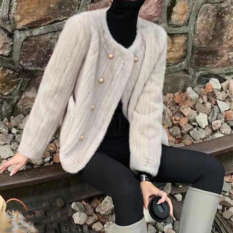Mantel Für Frauen 2024 Herbst Winter Neue Nerz Pelz Kurze Zweireiher Stil_voghion.com