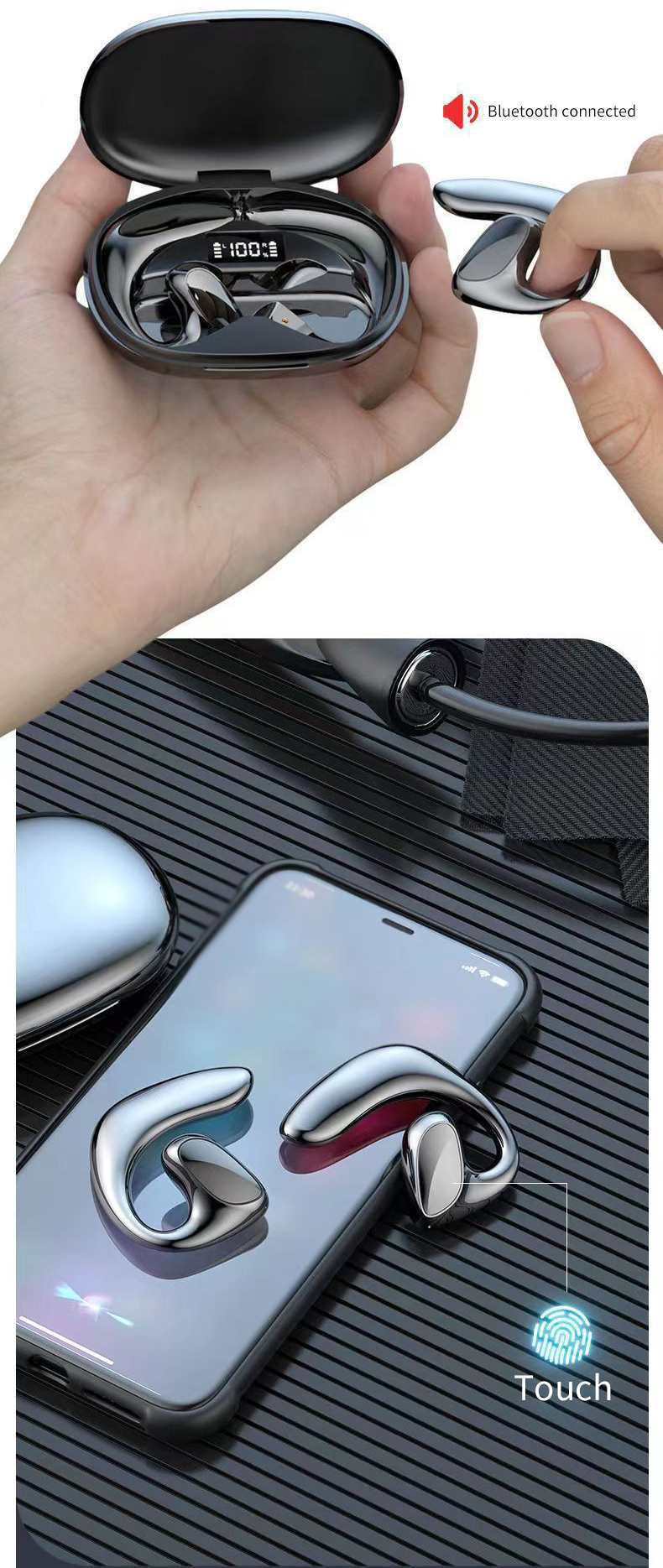 Bezprzewodowy zestaw słuchawkowy Bluetooth S900 z klipsem do ucha i redukcją szumów. Wysokiej mocy zestaw słuchawkowy do gier bez opóźnień._voghion.com