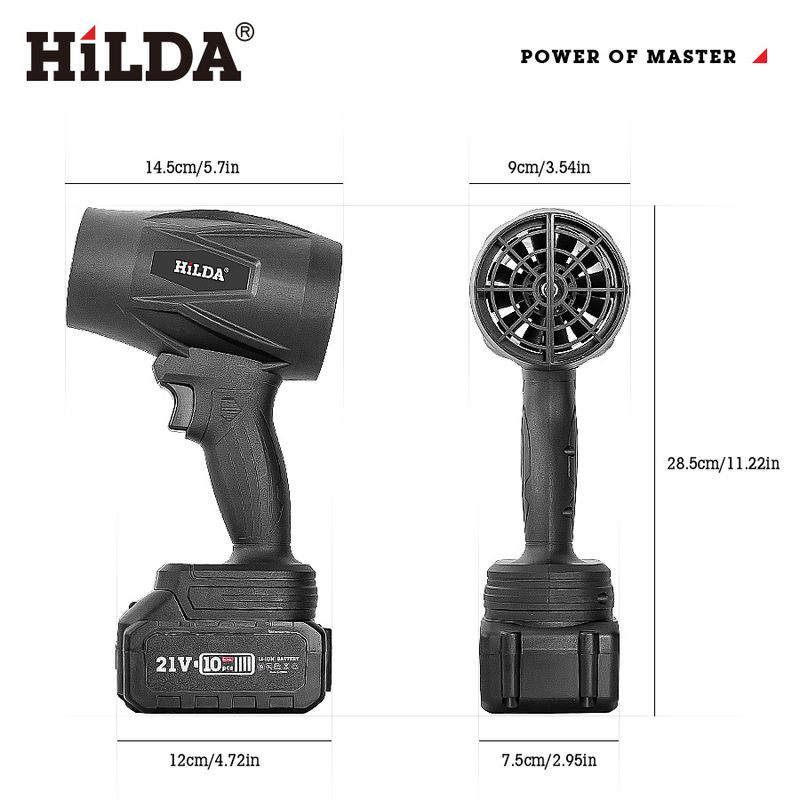 HILDA 1200W Cordless Leaf Blower With Turbo Fan - High Power 3000mAh Battery, 35,000 RPM, Lightweight & Ergonomic_voghion.com