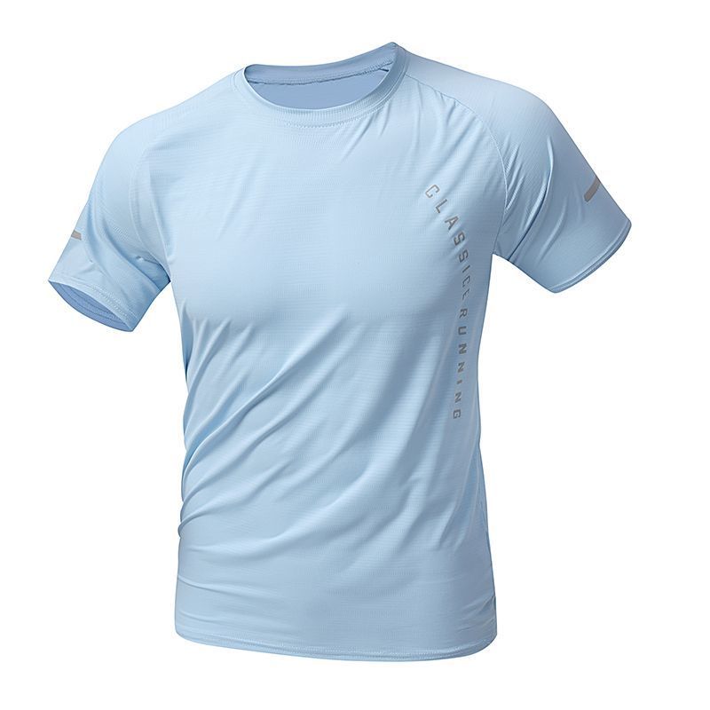 Ice Silk Sports T-Shirt Men's Quick-Dry Summer Thin Running Short Sleeve Loose Breathable Double-Layer Shorts Set_voghion.com
