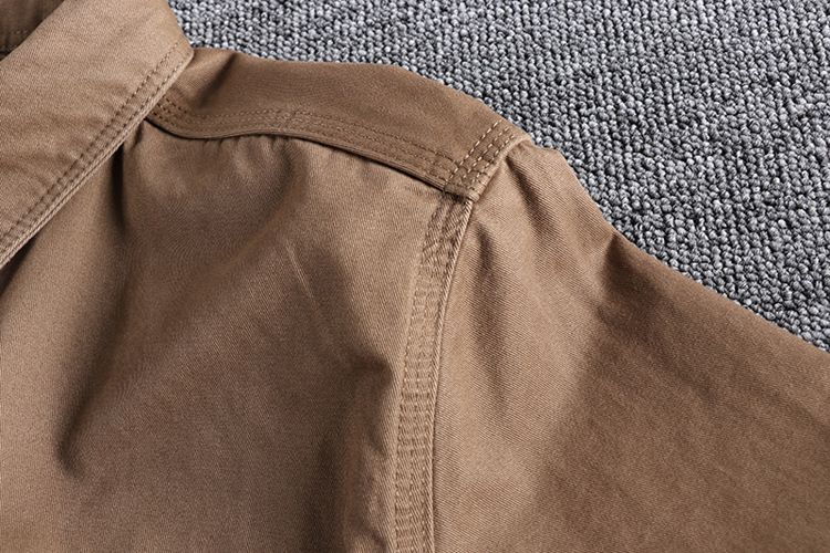 Herrenbekleidung, Arbeitskleidung, Hemdjacke mit mehreren Taschen, schlicht, verwaschen, im Used-Look, vielseitiges Langarmhemd, lässige Oberteile_voghion.com
