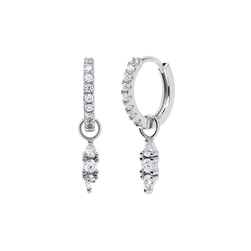 Orecchini geometrici in zircone con ago in argento S925 per donna, stile leggero e lussuoso, orecchini corti con nappe, orecchini_voghion.com