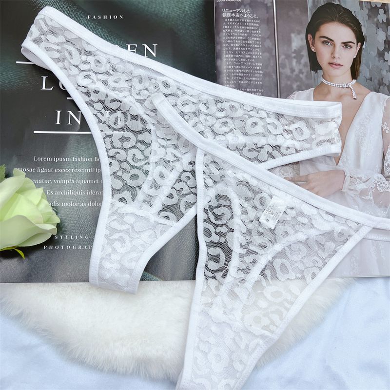 Women's Intimates Leopard Print Sexy Temptation Hollow Lace Women's Thong Ultra Thin Briefs Comfortable Hip Lift_voghion.com