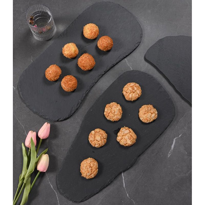 Piatto da portata in ardesia con germogli di bambù, forma irregolare, piatto da portata in ardesia, piatto da bistecca western, spiedino per barbecue, piatto da dessert_voghion.com