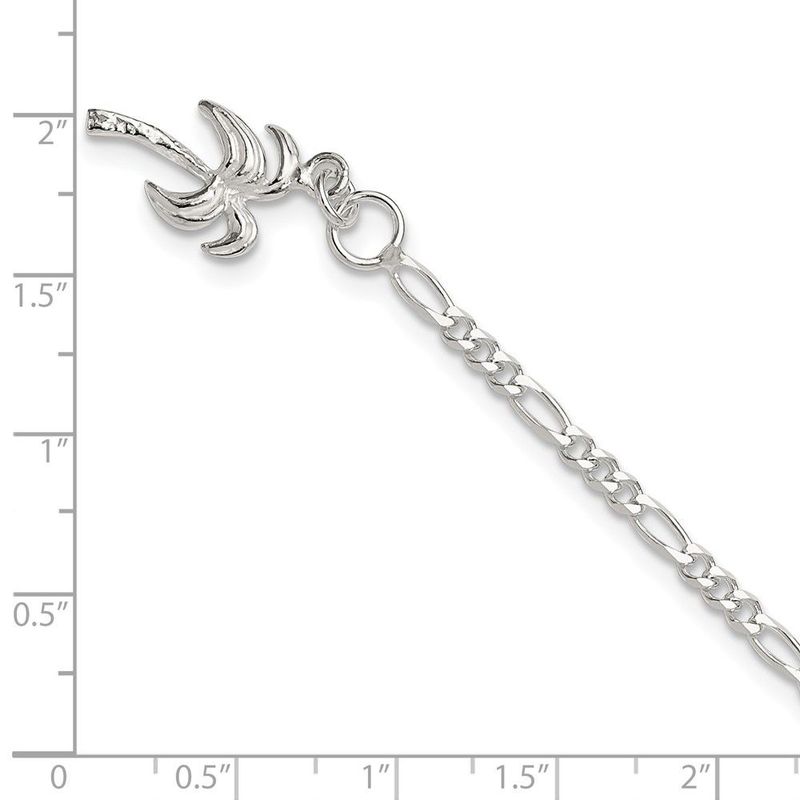 Sterling Silver 10inch Solid Polished Palm Tree Anklet_voghion.com