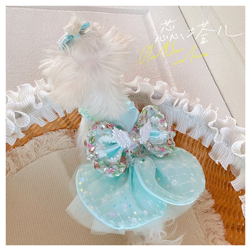 Abito estivo con paillettes per cani di piccola taglia, stile principessa maltese, stile Yorkshire, stile Bichon_voghion.com