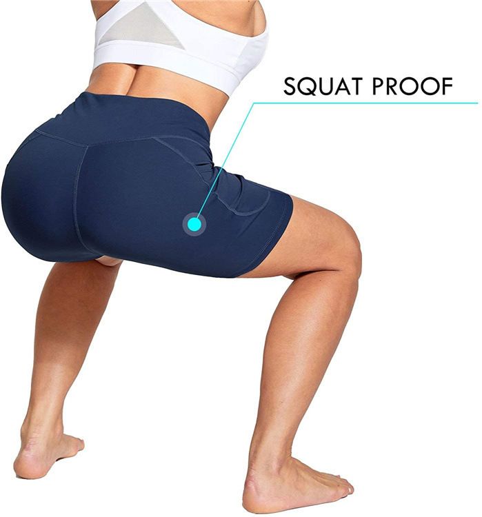 Pantaloncini da yoga sportivi da donna con vita alta e tasca laterale per telefono_voghion.com