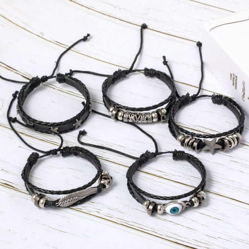 Nuovo bracciale da uomo in lega Wing, con occhio punk rock intrecciato. Gioiello a stella a cinque punte_voghion.com