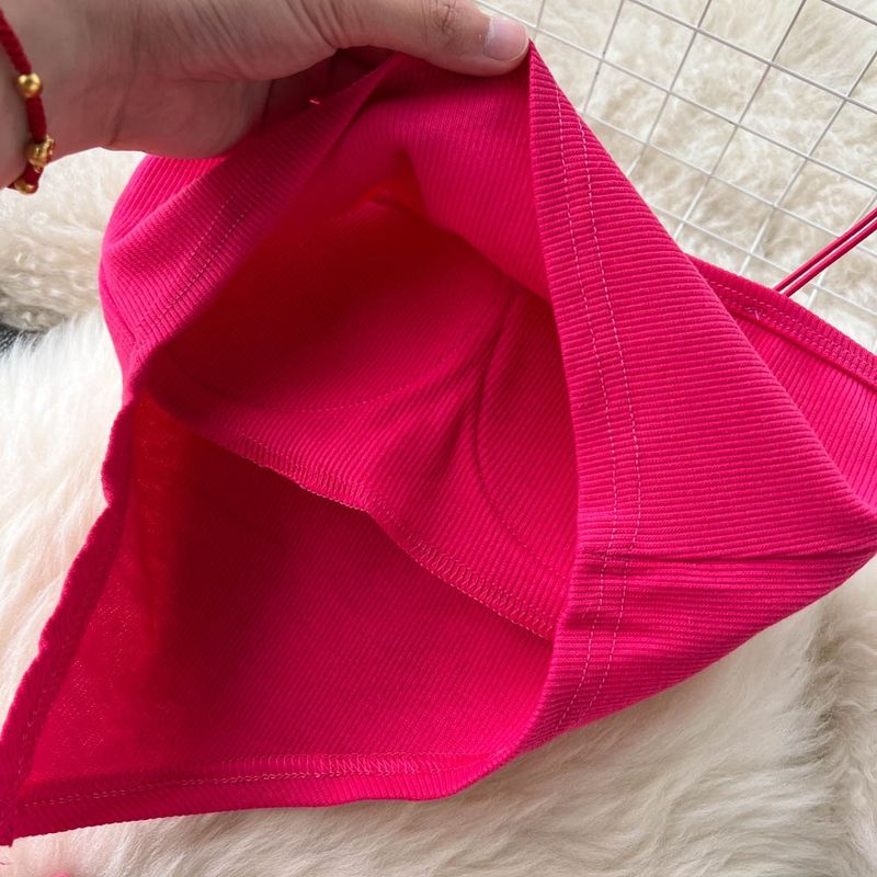 Women’s Clothing Hottie Set Female Temperament Tube Top Suspenders Short Knitted Top Printed High Waist Wide Leg Trousers Two Piece Set_voghion.com