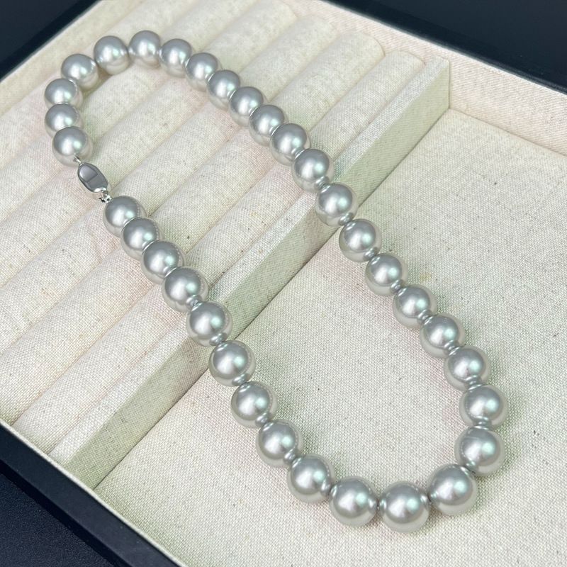 French Style Round Pearl Necklace For Women - Yuanbao Clasp Design, Light Luxury Niche Collarbone Chain, Elegant Beaded Jewelry_voghion.com