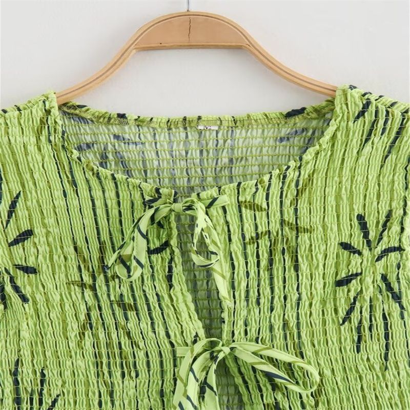 Women's Clothing Fashion Printed Round Neck Sleeveless Lace Up Vest Top Casual Street Style Trousers Suit_voghion.com