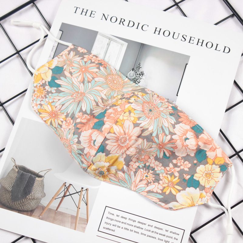 Klein vers bloemenpatroon Dubbellaags ademend verstelbaar stofmasker voor vrouwen_voghion.com